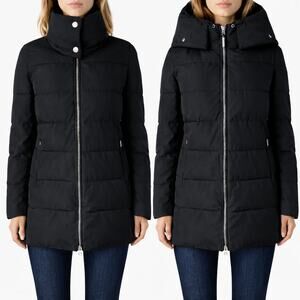 Derek Lam 10 Crosby Puffer Jacket Black Size S Long Quilted Winter Coat